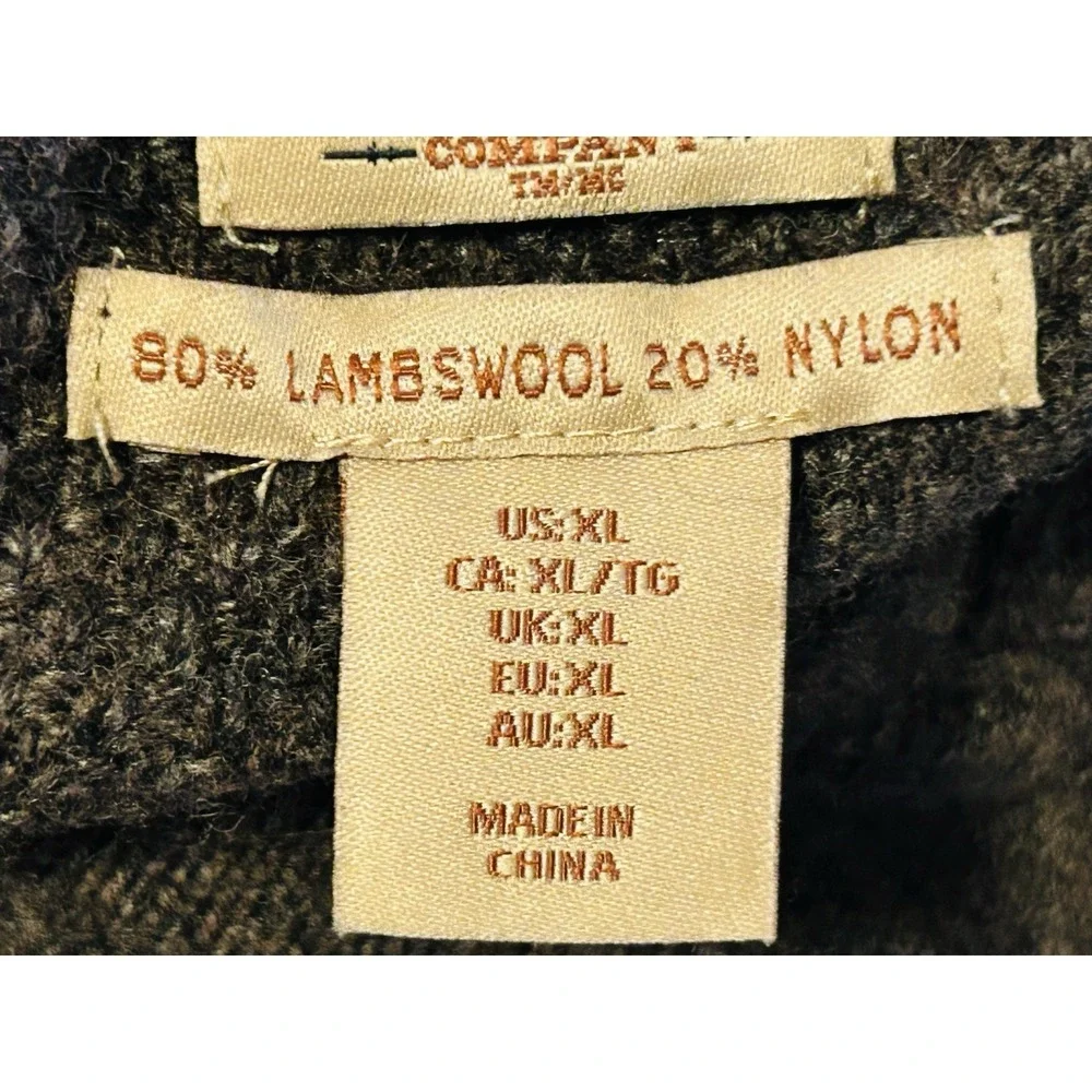 Telluride Brown Sweater Mens XL Brown Lambswool Blend 1/4 Quarter Button XL